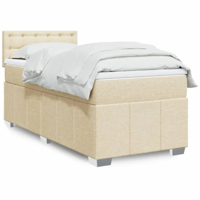 vidaXL Boxspring met matras stof crèmekleurig 100x200 cm