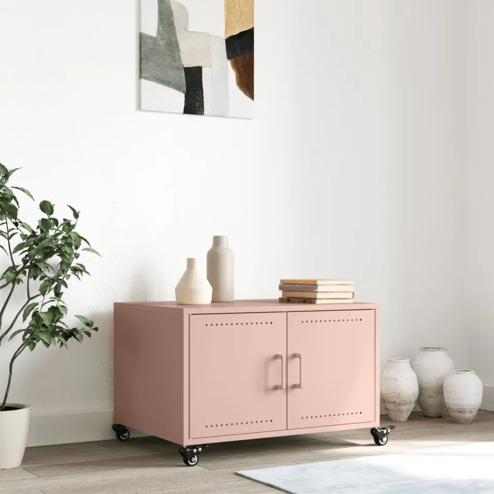 vidaXL Salontafel 68x50x43,5 cm staal roze, foto 3