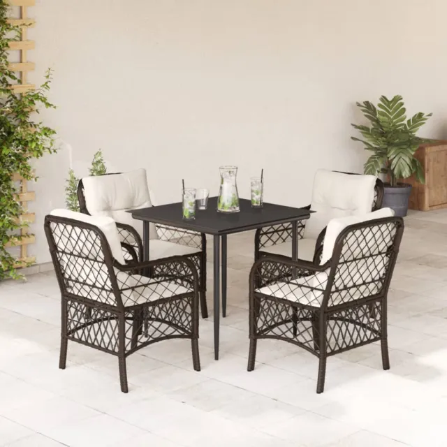 vidaXL 5-delige Tuinset met kussens poly rattan bruin, foto 2