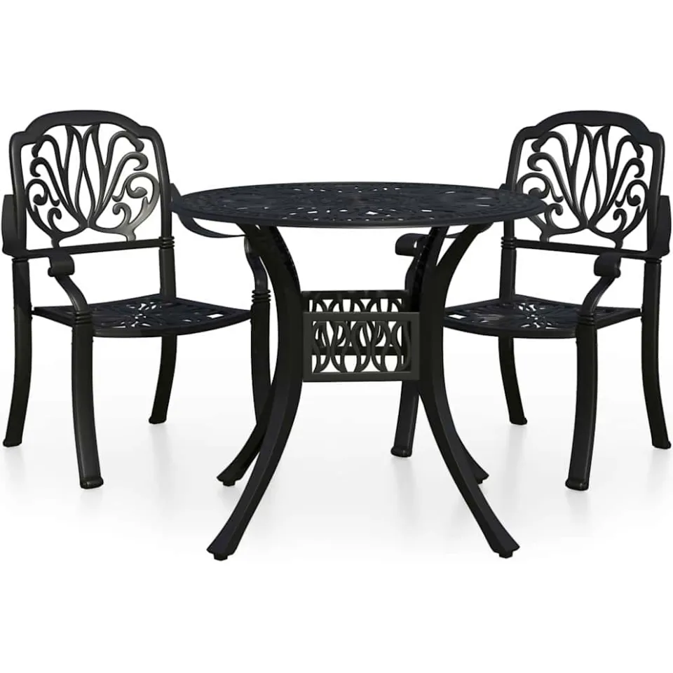 vidaXL 3-delige Bistroset gietaluminium zwart, foto 3