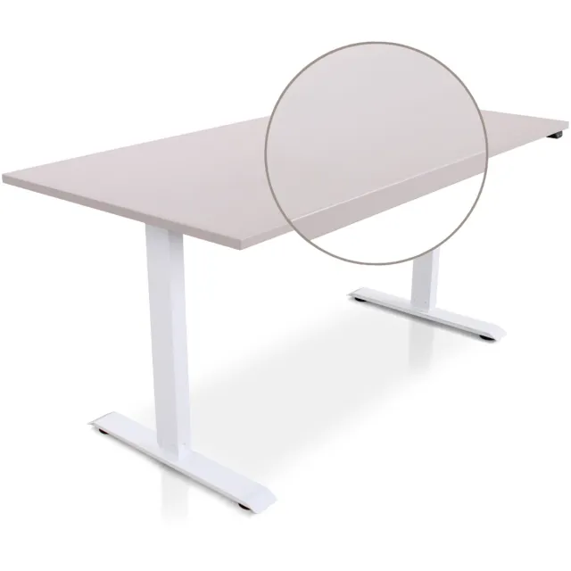 Multi Ratio Lineaflex MRC EASY Zit-Sta Bureau – Elektrisch Verstelbaar – 160x80 cm – Blad Sand Grey – Wit Frame – Inclusief Stekkerdoos & Kabelklemmen