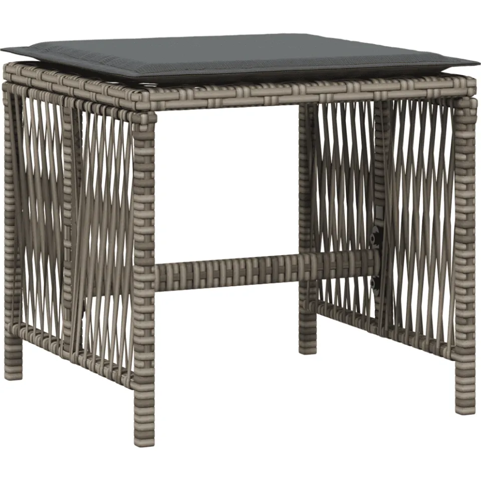vidaXL 15-delige Tuinset met kussens poly rattan grijs, foto 3