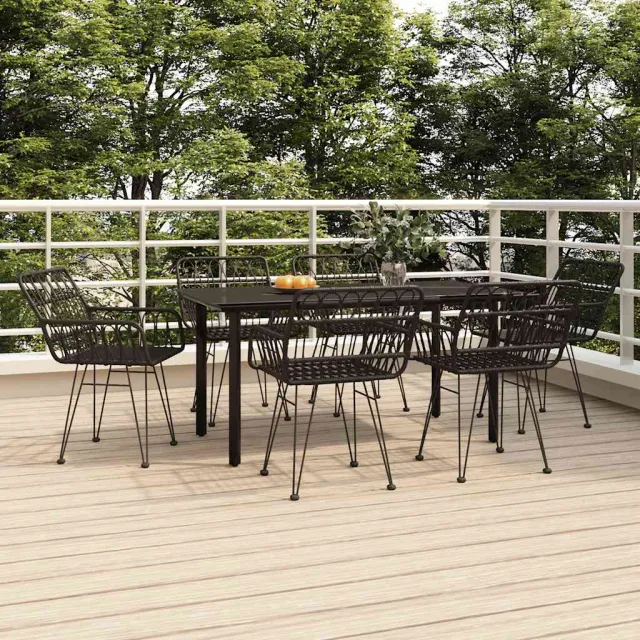 vidaXL 7-delige Tuinset poly rattan zwart, foto 2