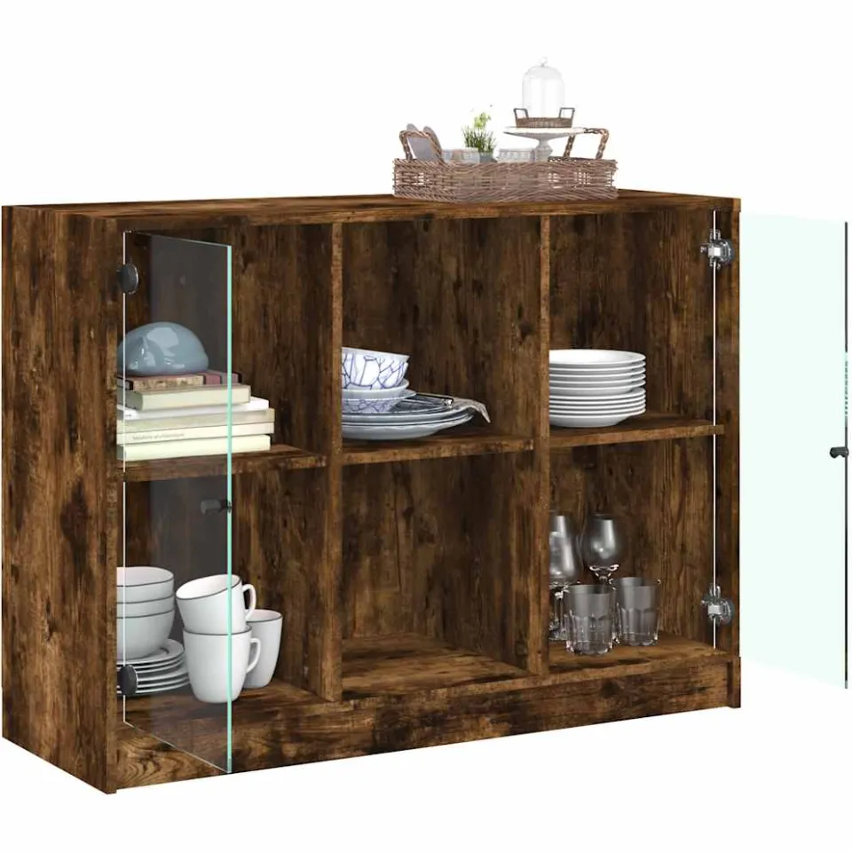 vidaXL Dressoir 102x37x75,5 cm bewerkt hout gerookt eikenkleurig Bruin