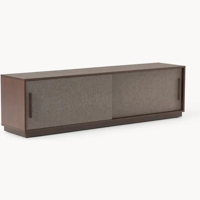 Westwing Collection Houten tv-meubel Wisp met gestoffeerde voorkant Taupe
