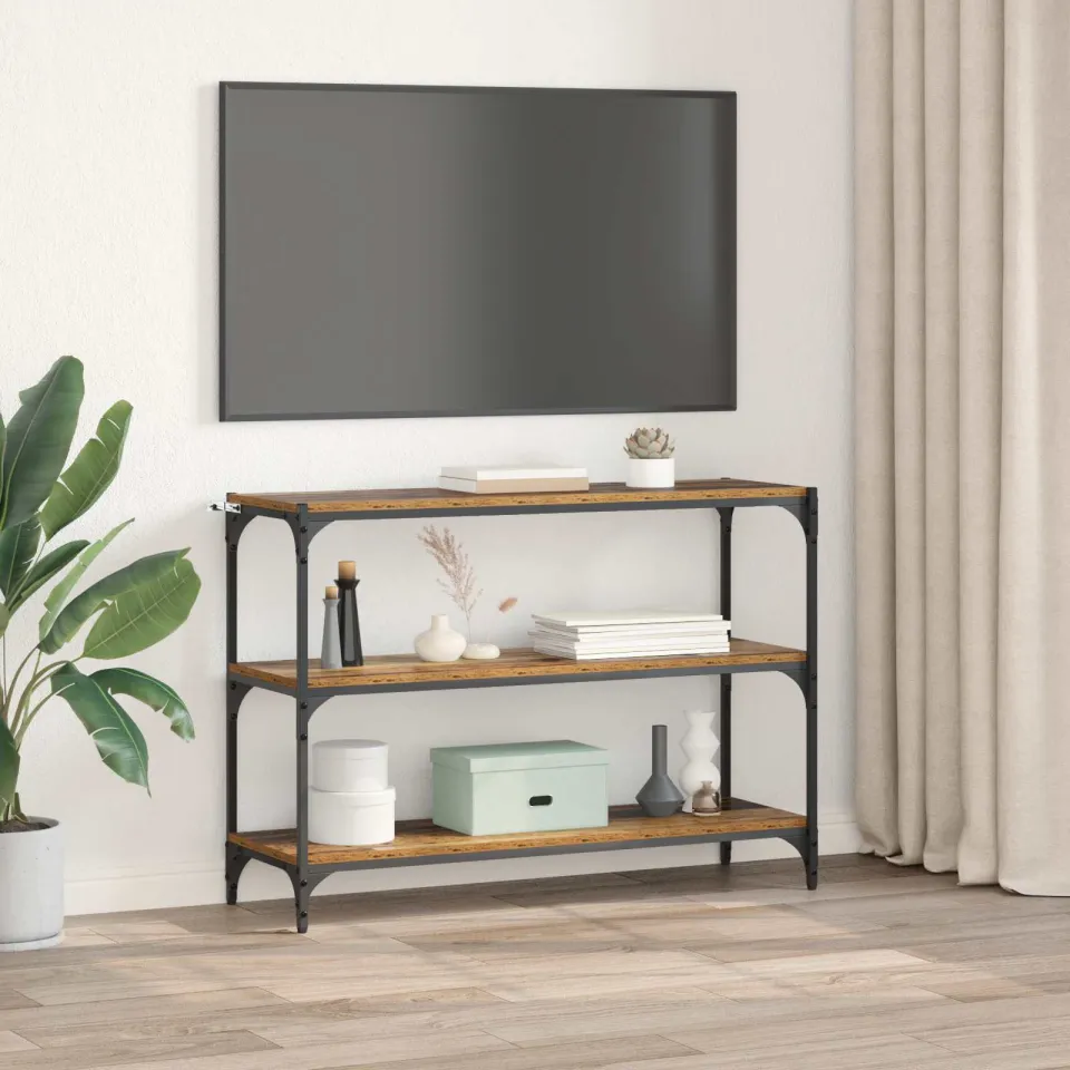 vidaXL Boekenkast Oud hout 100 x 33 x 70,5 cm Gemonteerd hout en ijzer bruin, foto 4