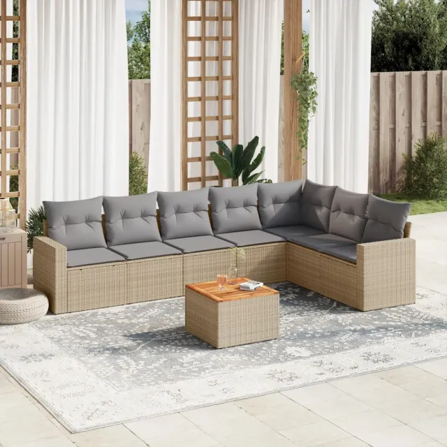vidaXL Patio Sofa Set 7-zits Mix Beige en Lichtgrijs, foto 2