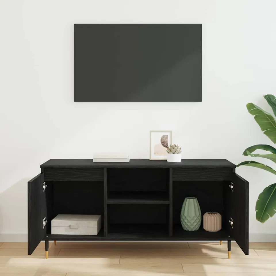 vidaXL TV-kast 104 x 35 x 50 cm Zwart Eiken Bewerkt hout, foto 4