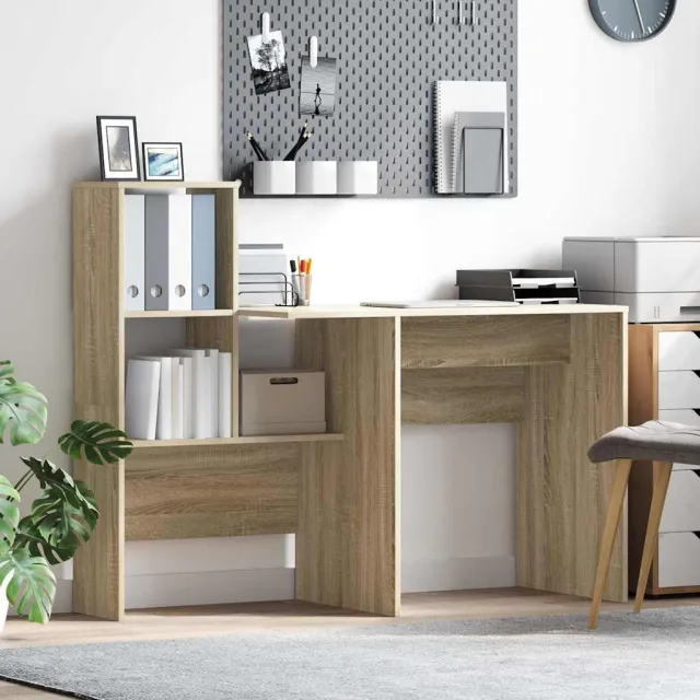 vidaXL Bureau Sonoma Eiken 131,5 x 50 x 106,5 cm Bewerkt hout Bruin