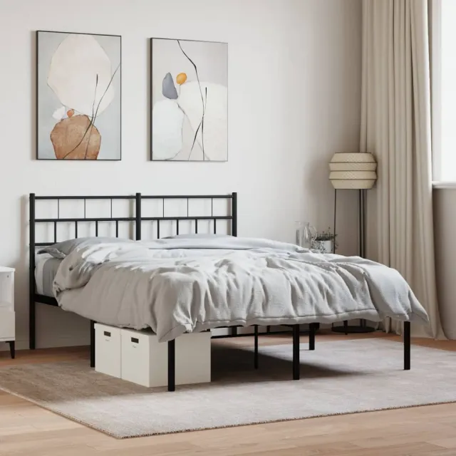 vidaXL Bedframe met hoofdbord metaal zwart 140x190 cm
