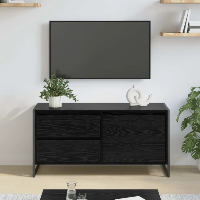 vidaXL TV-kast 100 x 36 x 49.5 cm Zwart Eiken Bewerkt hout, foto 2