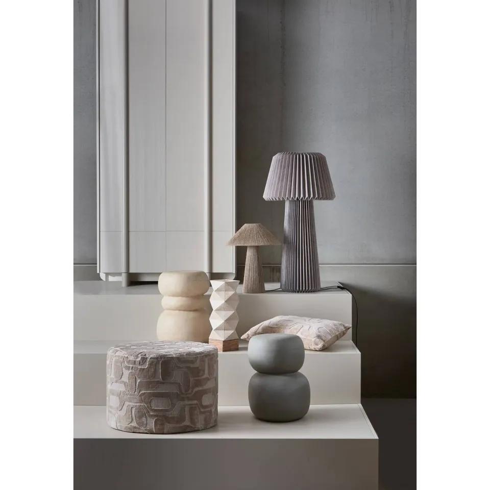 WOOOD Yago Poef - Polyester - Naturel - 43x60x60, foto 2