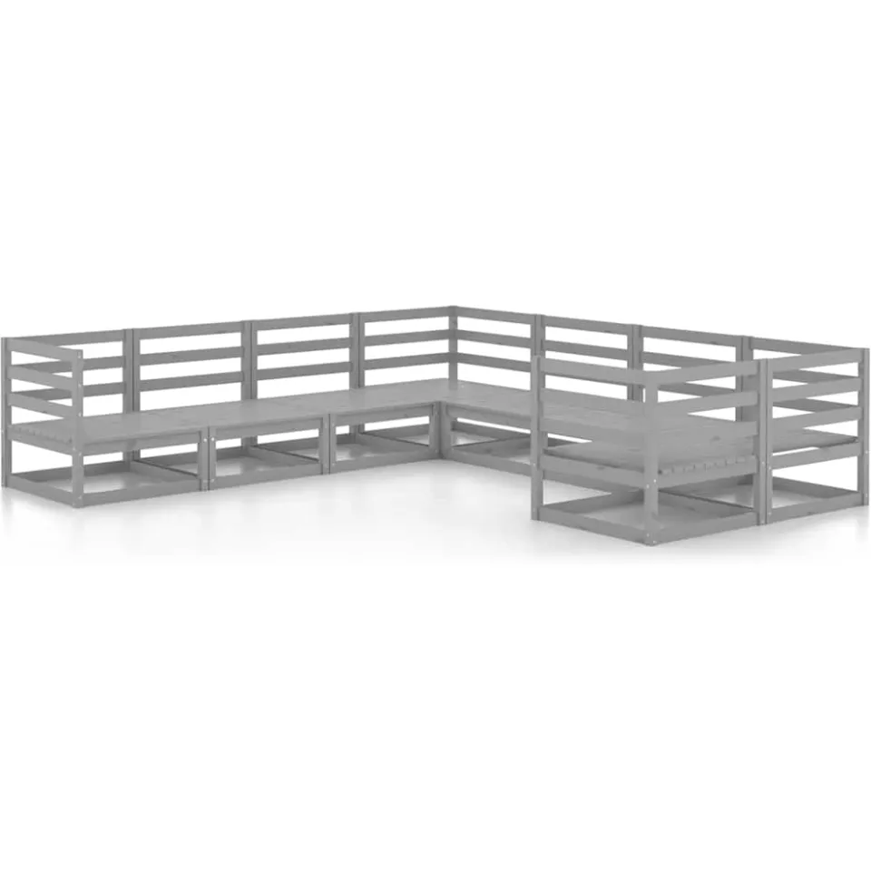 vidaXL 8-delige Loungeset massief grenenhout grijs, foto 3