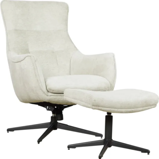 Meubelplaats Draaifauteuil Flynn met hocker stof Movie Natural 1 beige