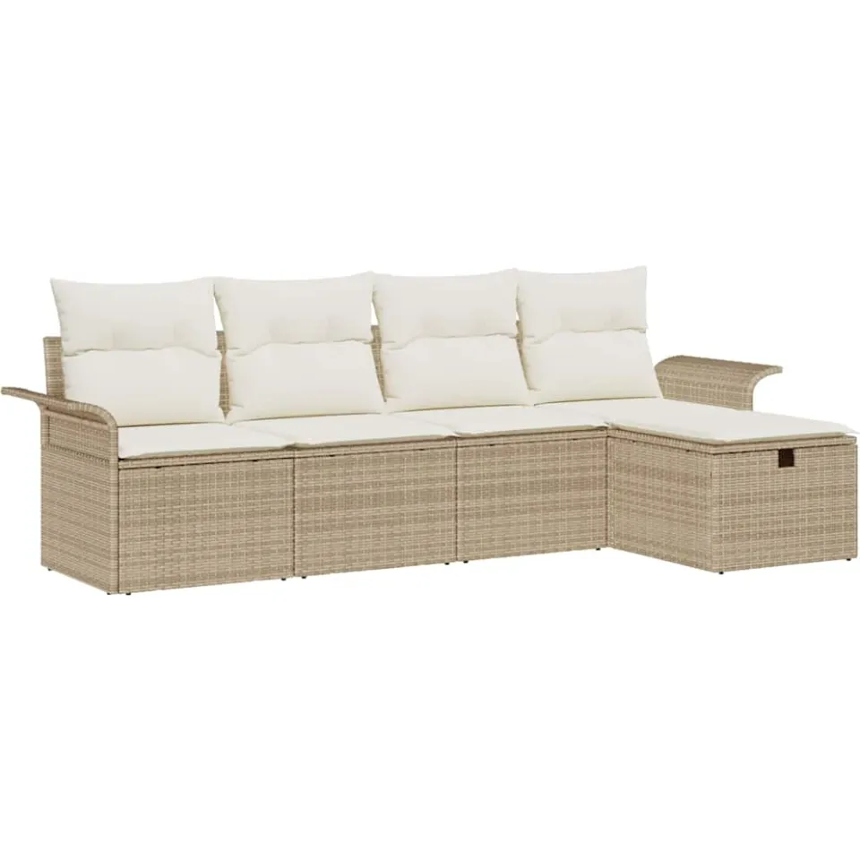 vidaXL Tuin Sofa Set 5 st Poly riet Bruin