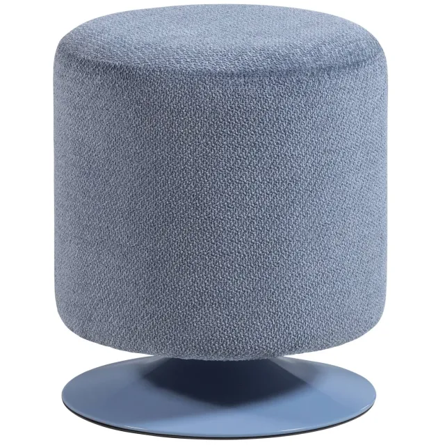 WOOOD Islen Poef Met Draaivoet - Bouclé - Bruin - 47x39x39 light blue