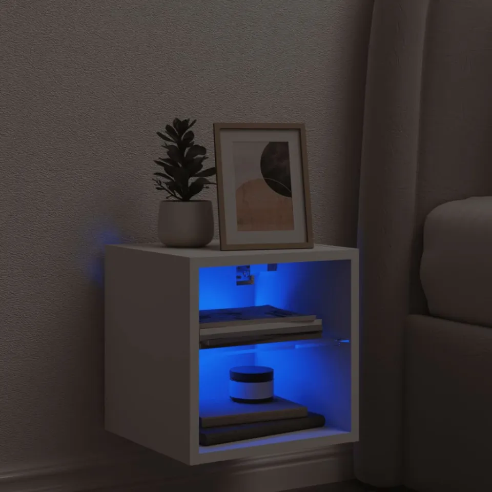 vidaXL Tv-meubel met LED-verlichting 30x28,5x30 cm wit, foto 4