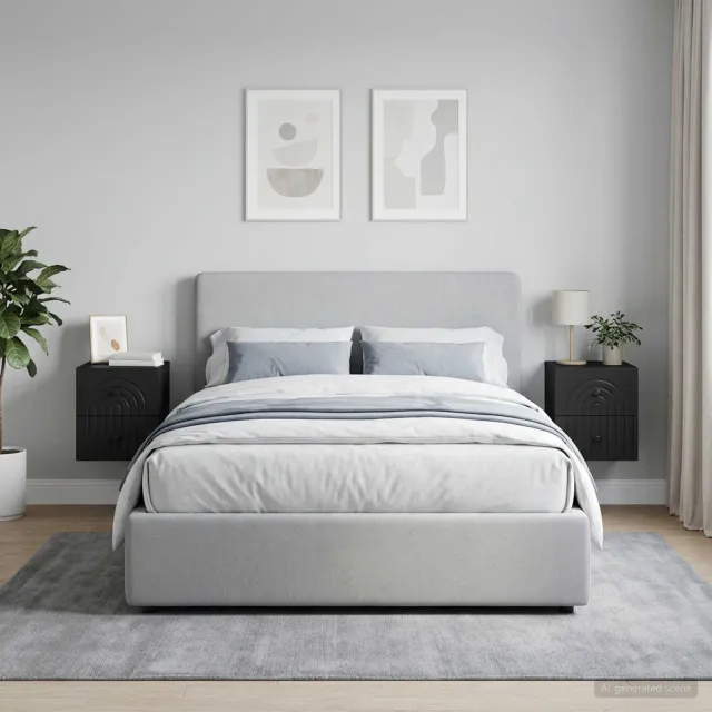 vidaXL Wandbeugel Bedkast 2 st Zwart 33 x 34,5 x 40 cm Bewerkt hout, foto 2