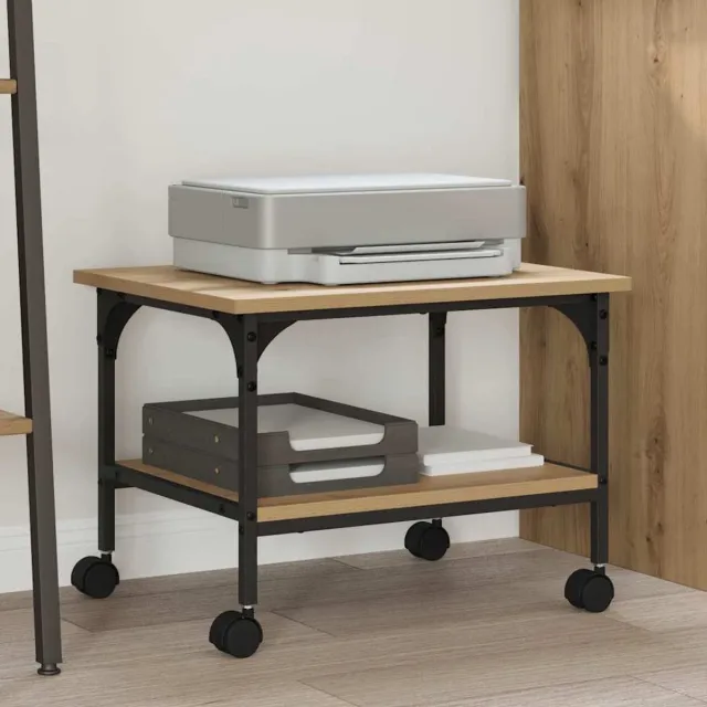 vidaXL Printerstand - Artisan - Eiken - 50 - x - 40 - x - 38 - cm - Bewerkt - hout Artisan eiken