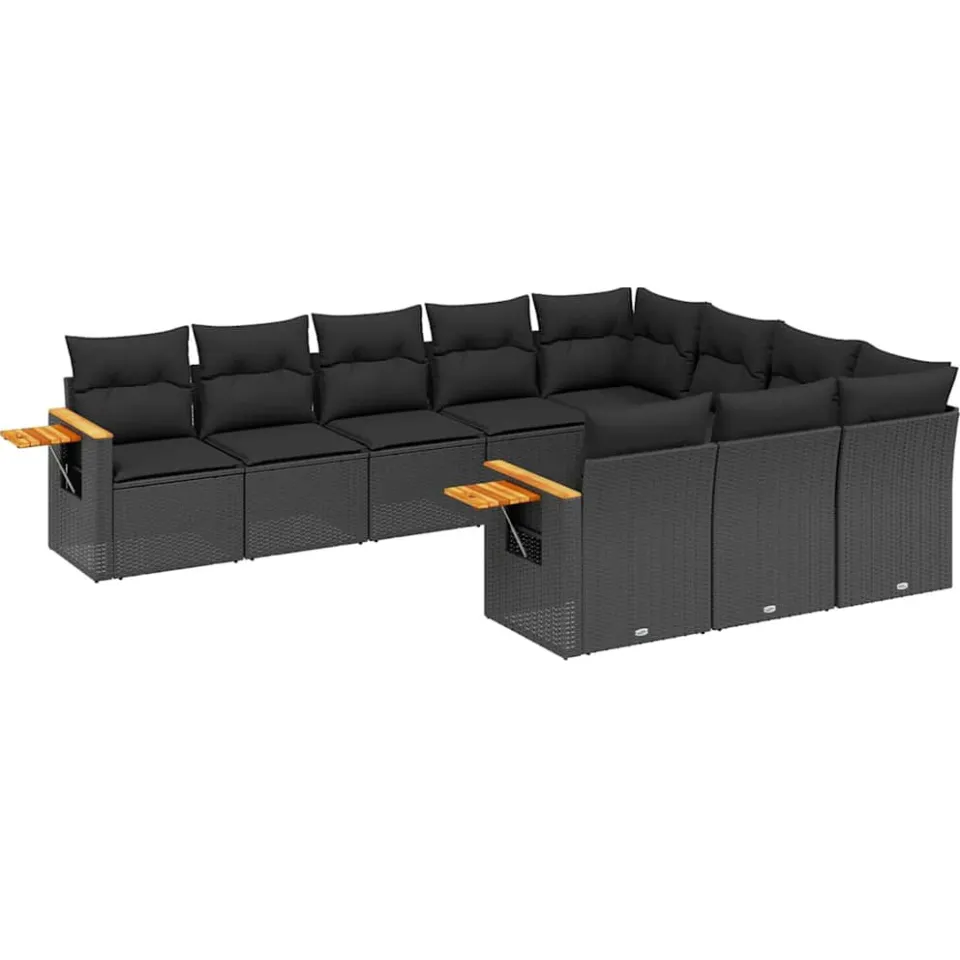 vidaXL Patio Sofa Set 10-zits Black, foto 3