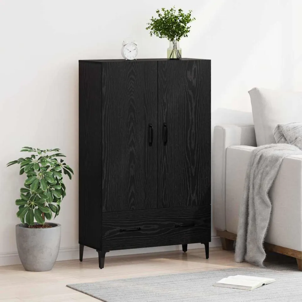 vidaXL Highboard Zwart Eiken 70 x 31 x 115 cm Gemonteerd hout en ijzer, foto 4