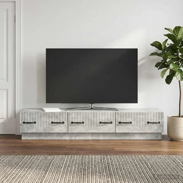 vidaXL TV-kast met lade Betongrijs 147 x 34,5 x 27 cm Bewerkt hout grijs, foto 2