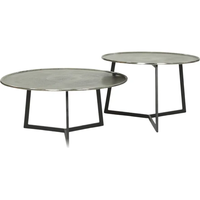 Dulaire Salontafel Rond Zilver Aluminium 2 st.