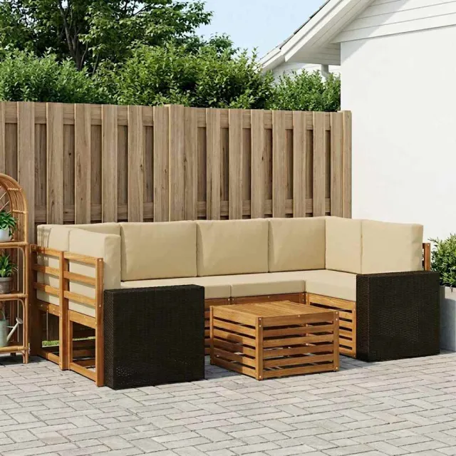 vidaXL Buiten bankenset 7 st 6-zits Natuurlijk en Beige