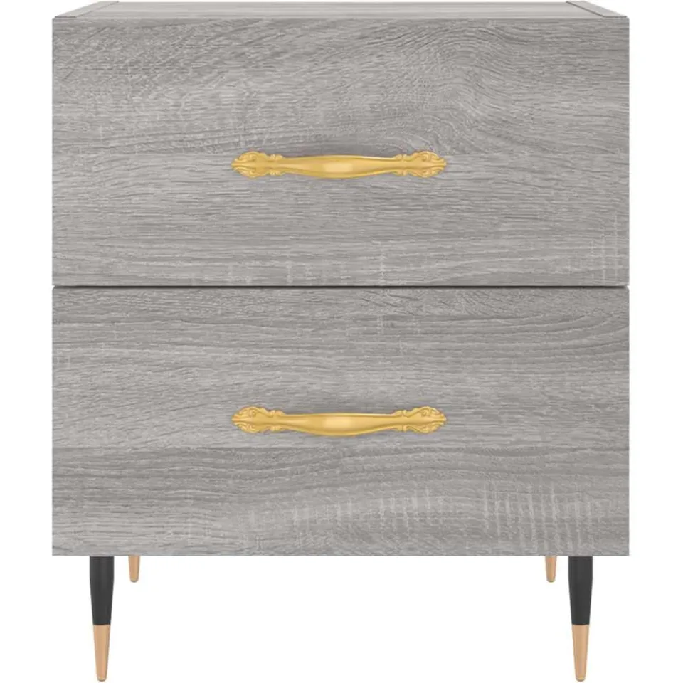 vidaXL Nachtkastje 40x35x47,5 cm bewerkt hout grijs sonoma eikenkleur, foto 4