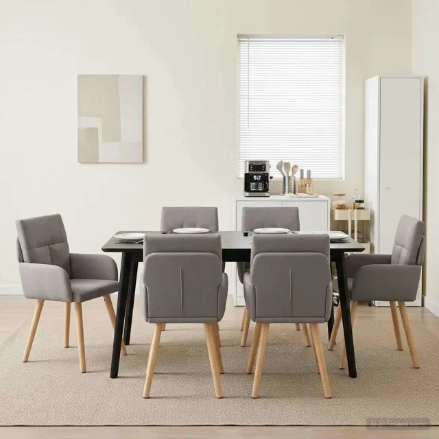 vidaXL Eettafelstoelen 6 st Stof Taupe 60 x 56 x 93 cm, foto 2