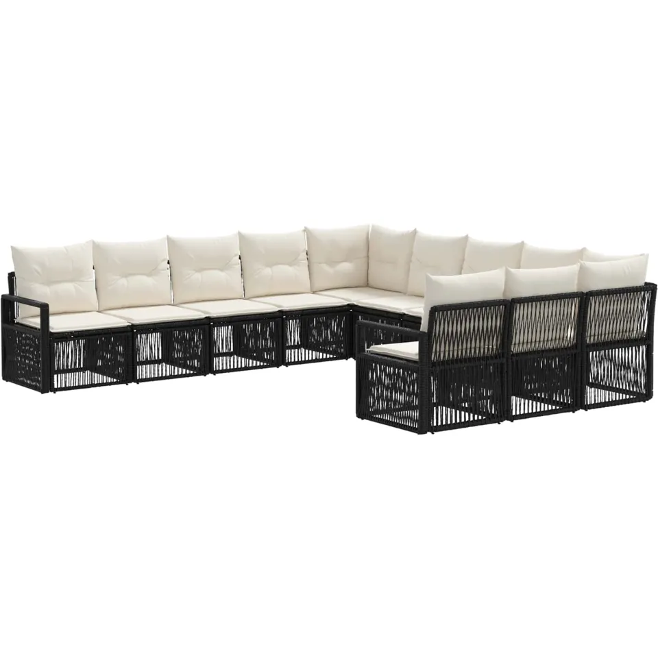 vidaXL Tuinbankenset 11 st 11-zits Zwart poly rattan, foto 3