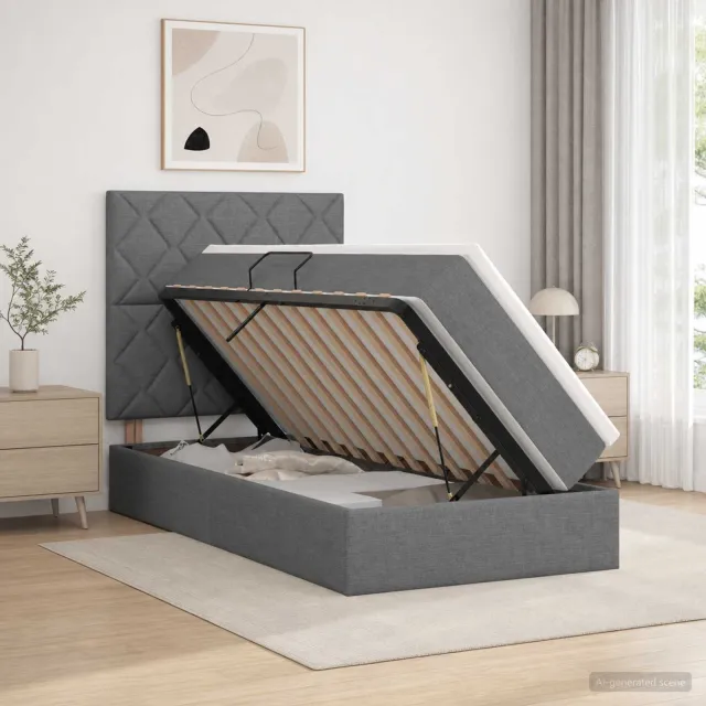 vidaXL Opslag bed met matras met opslag Donkergrijs 90 x 190 cm Stof