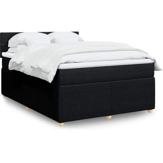 vidaXL Boxspring met matras stof zwart 160x200 cm