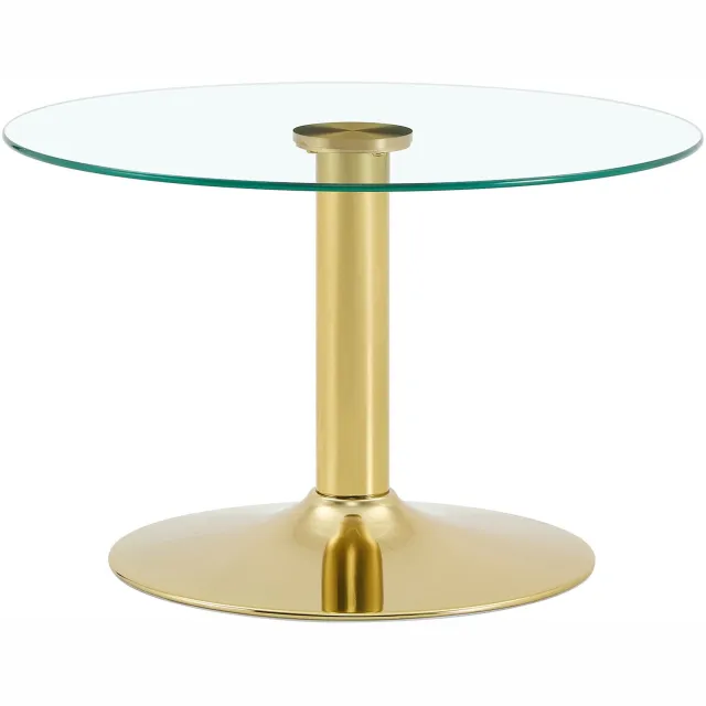 SONNENH Ronde salontafel met gehard glazen blad en metalen voet - Diameter 70 cm - Goudkleurig