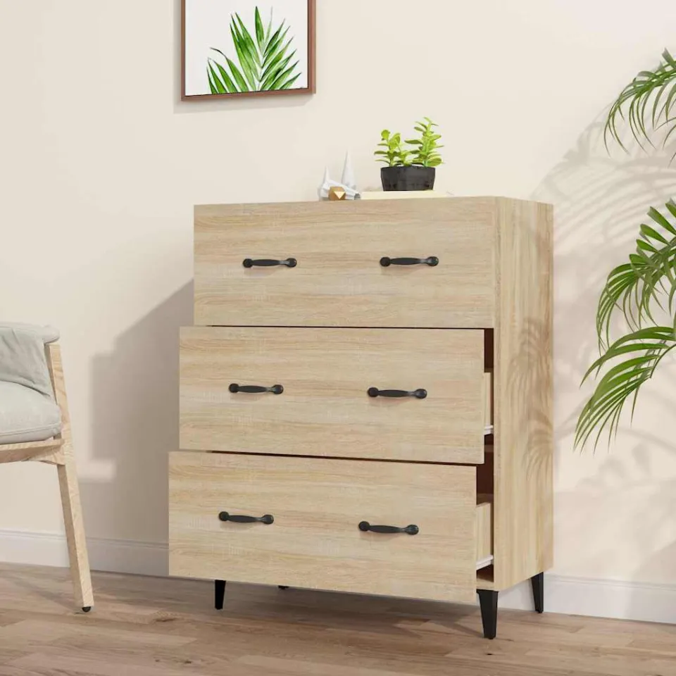 vidaXL Dressoir 69,5x34x90 cm bewerkt hout sonoma eikenkleurig, foto 3