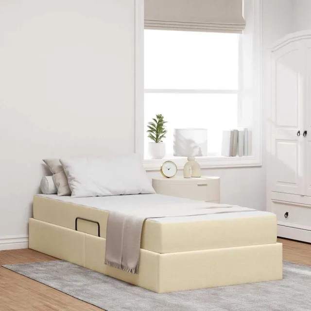 vidaXL Opbergbed met matras met opslag Crème 100 x 200 cm Polyester