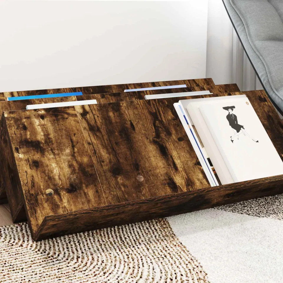 vidaXL Tijdschrift Rek Gerookt eiken 90 x 53 x 28,5 cm Bewerkt hout, foto 3
