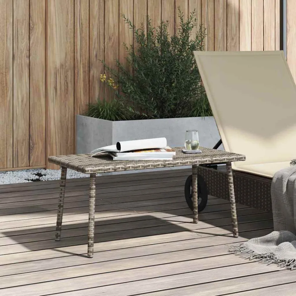 vidaXL Tuin salontafel rechthoekig 80x40x37 cm poly rattan grijs, foto 2