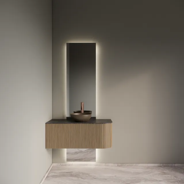 Gliss Design Badkamermeubelset Gliss Design Alluro 100 cm Links Mist Grijs