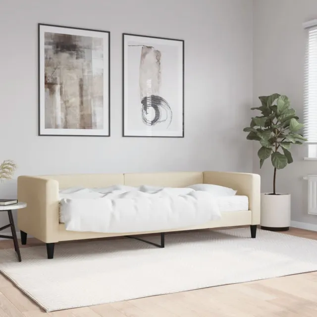 vidaXL Slaapbank met matras 80x200 cm stof crèmekleurig