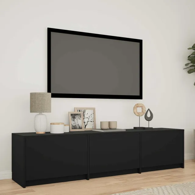 vidaXL TV-kast met LED 165 x 34 x 40 cm Zwart Geconstrueerd hout, foto 2