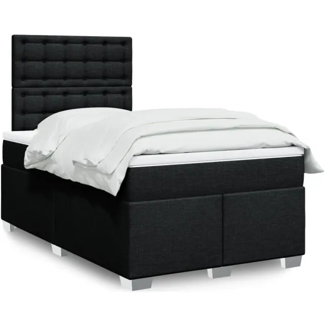 vidaXL Boxspring met matras stof zwart 120x190 cm