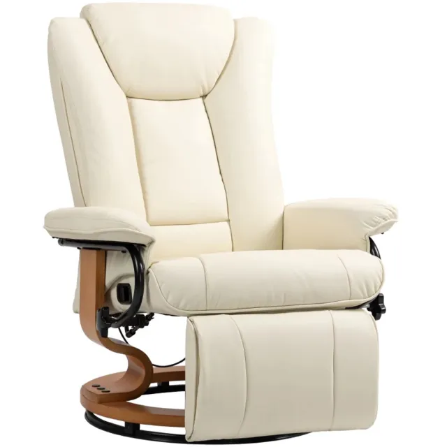 GranMaison Relaxfauteuil - Relaxzetel - Massagestoel - Relaxstoel - Fauteuil - Stoel - Met armleuning - Voor één Persoon - Crèmewit