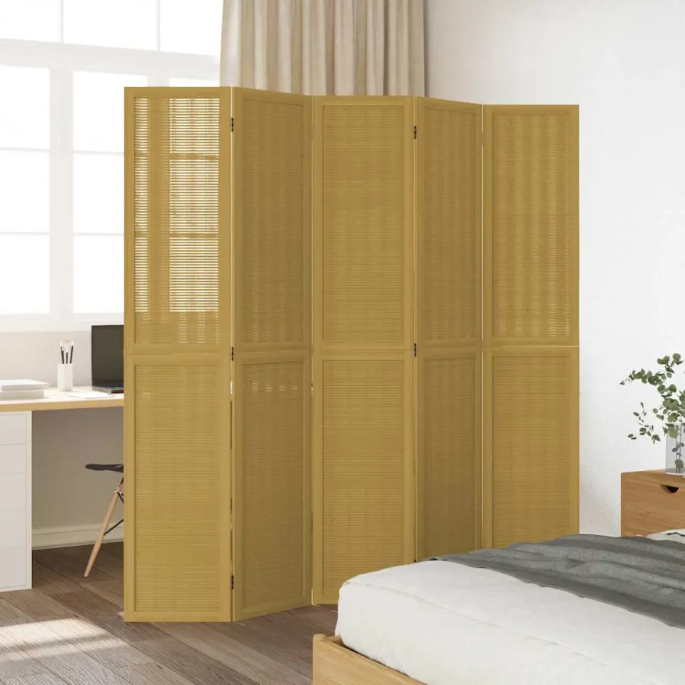 vidaXL Kamerscherm met 5 panelen massief paulowniahout bruin, foto 3