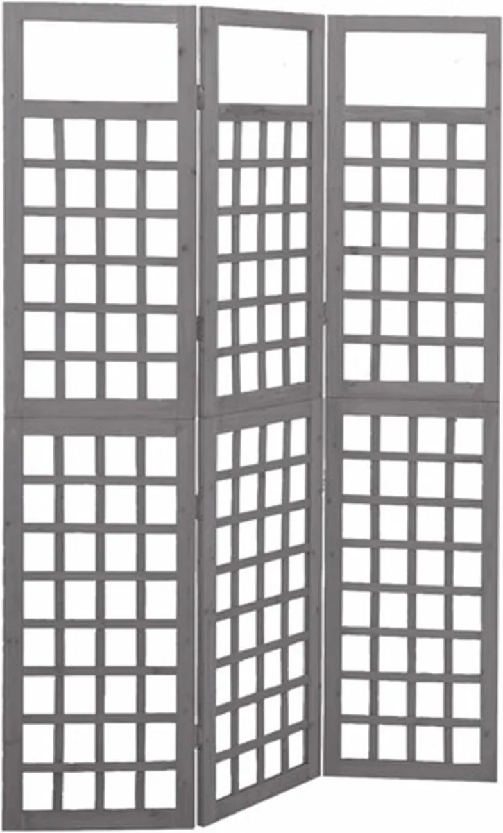 vidaXL Kamerscherm/trellis met 3 panelen 121x180 cm vurenhout grijs, foto 2