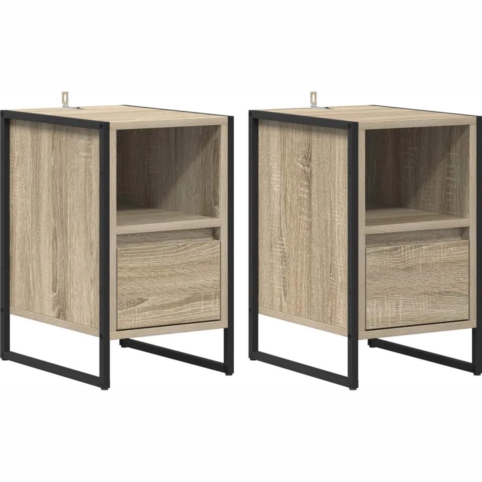 vidaXL Nachtkastje 2 st Sonoma Eiken 39,5 x 30 x 50 cm Bewerkt hout, foto 3