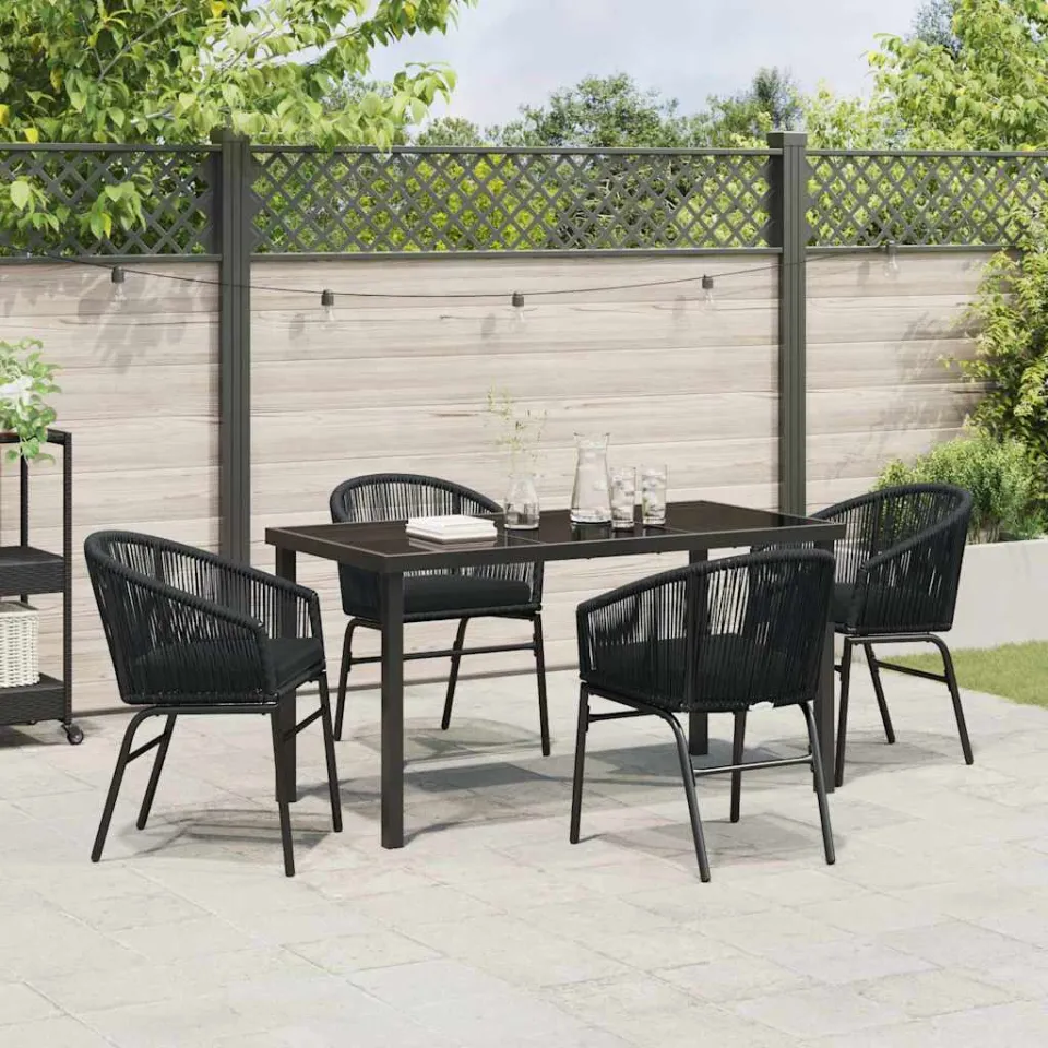 vidaXL Tuin eettafelset 5 st Zwart Gepoedercoat staal, foto 3