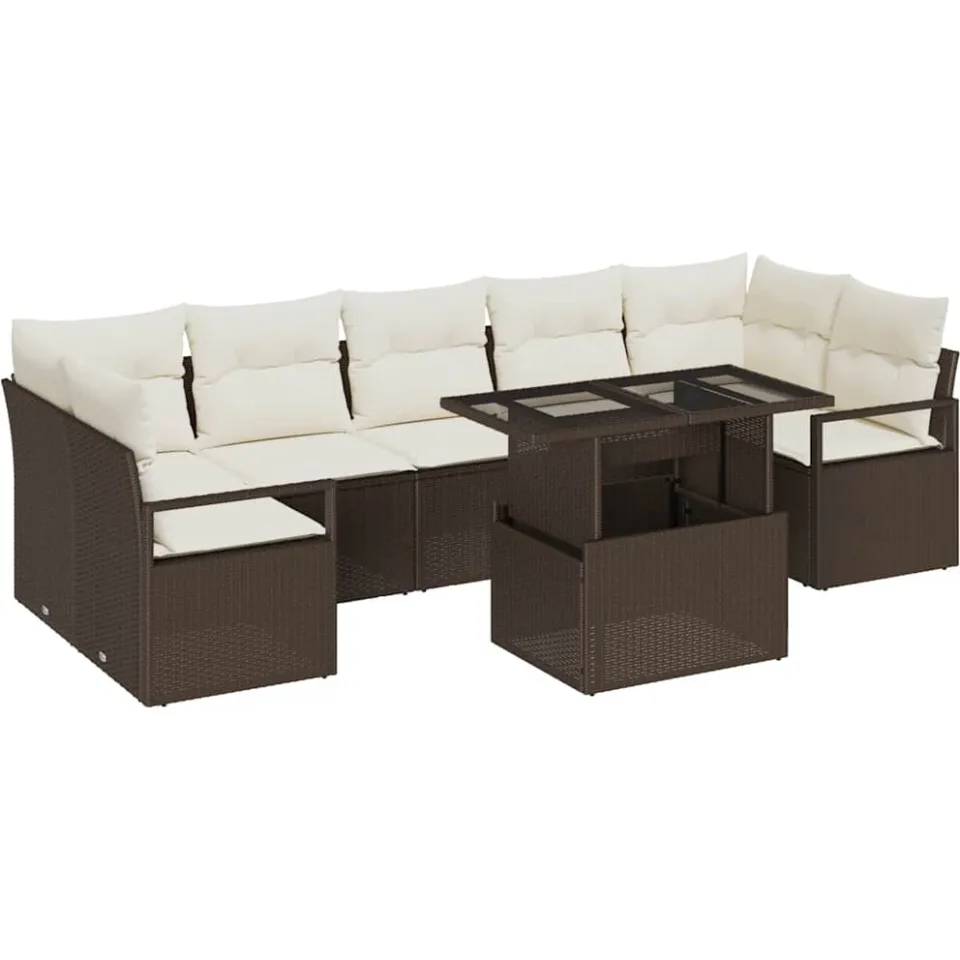 vidaXL Tuin Sofa Set 8 st Bruin Poly riet