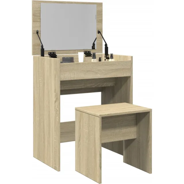 vidaXL Kaptafel met krukje 60x40x113,5 cm sonoma eikenkleurig Bruin