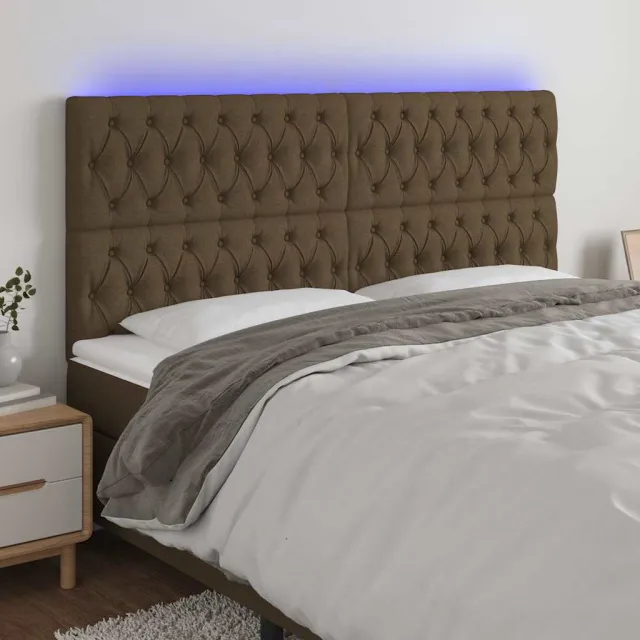 vidaXL Hoofdbord LED 180x7x118/128 cm stof donkerbruin